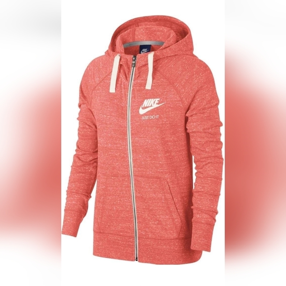 Nike Retro Pink Heathered Full Zip Light Weight Throw Back Hoodie Hooded Jacket